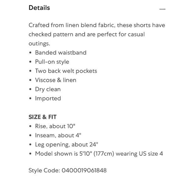 Theory Linen-Blend Checked Shorts NWOT 0 - Picture 8 of 13